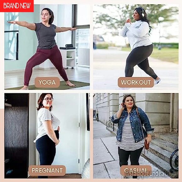 Plus Size High Waist 4-Way Stretch Leggings for Workout Yoga Running - Picture 3 of 8